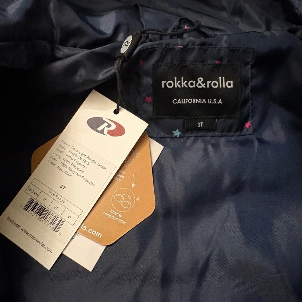 Rokka & Rolla Navy Hooded Jacket with Star Pattern - Picture 2 of 2